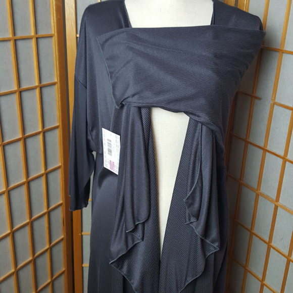 Lularoe Shirley Solid Charcoal Gray Kimono - Picture 3 of 6